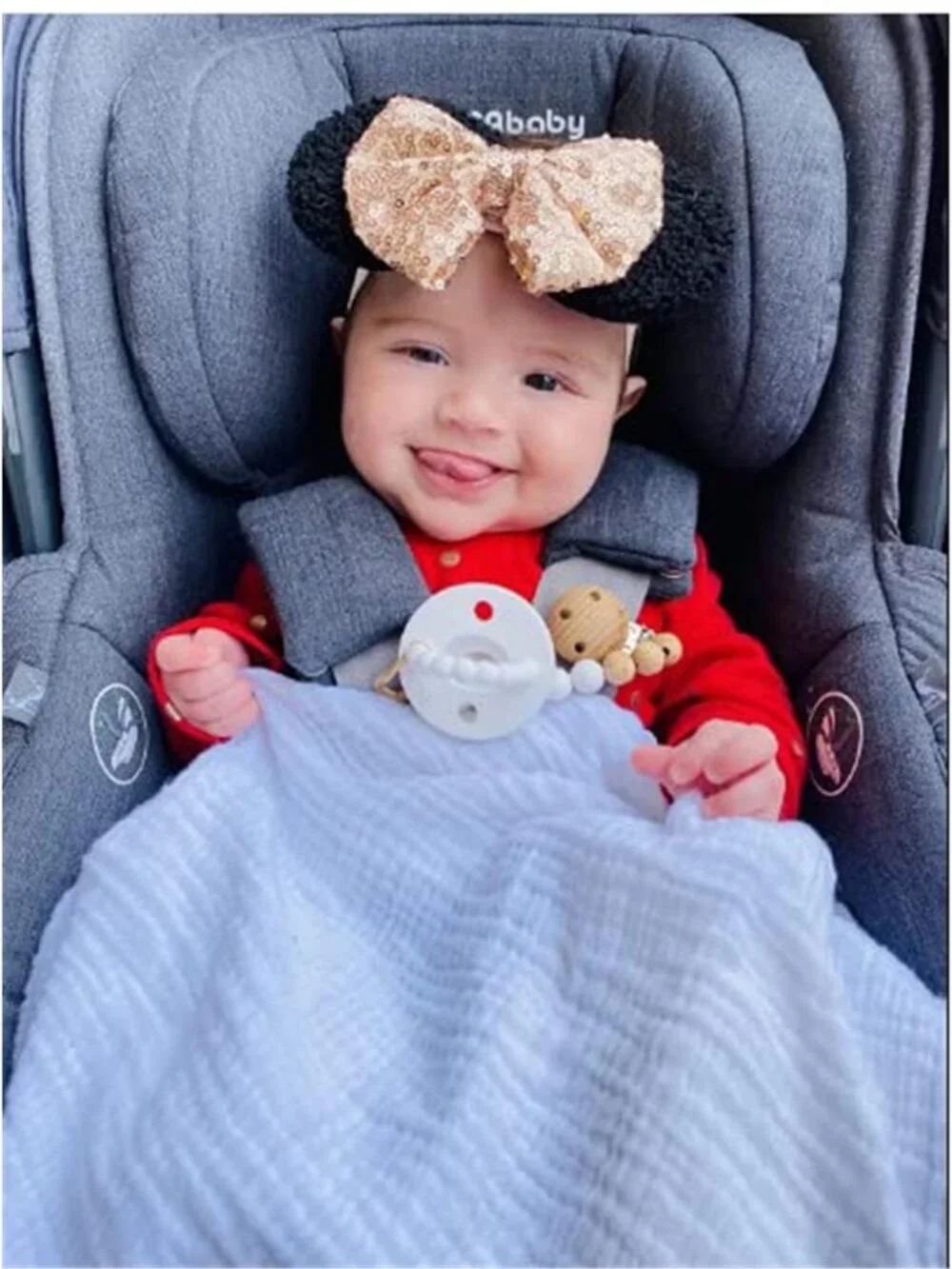 Baby Headbands Sequin Mouse Ears Hair Bows Nylon Stretch Newborn Infant